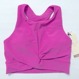 CALIA women’s XS rib cross over swim top geranium purple medium support